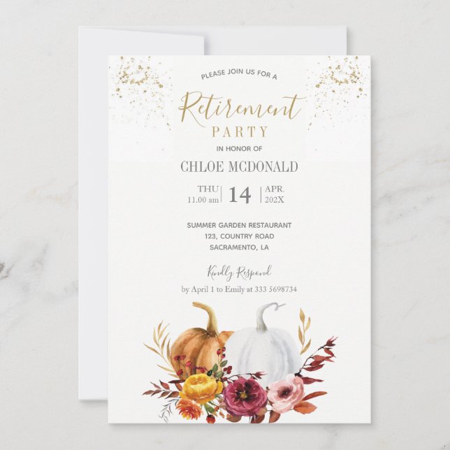  Party Einladung der Herbstruhestandsrückstellung (Vorderseite)