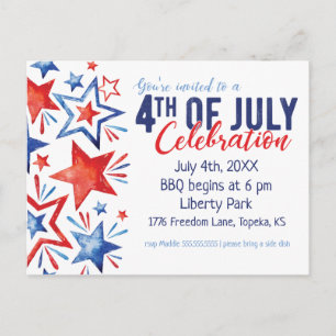Party Einladung des Aquarell-Amerikanischen Unabhä Postkarte