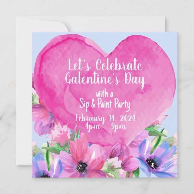 Party Einladung des Blumenherzes Galentine (Vorderseite)