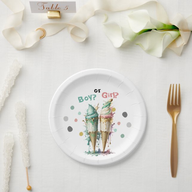 Party Einladung des Eis-Geschlechts Pappteller (Hochzeit)