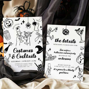 Party Einladung des handgezeichneten Halloween-Kos