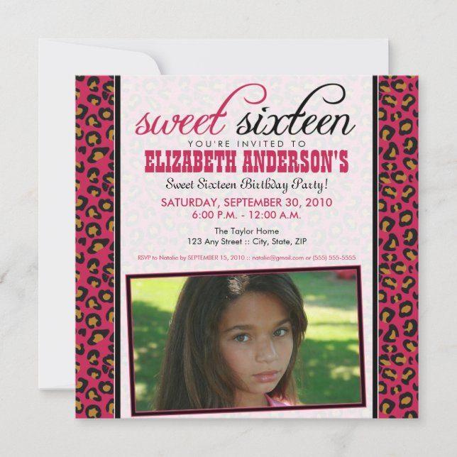Party Einladung des Leopard-Druck-Bonbon-16 (Vorderseite)