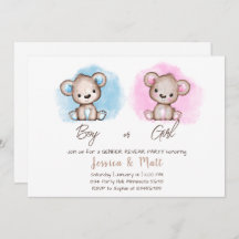 Party Einladung des männlichen oder weiblichen Bär