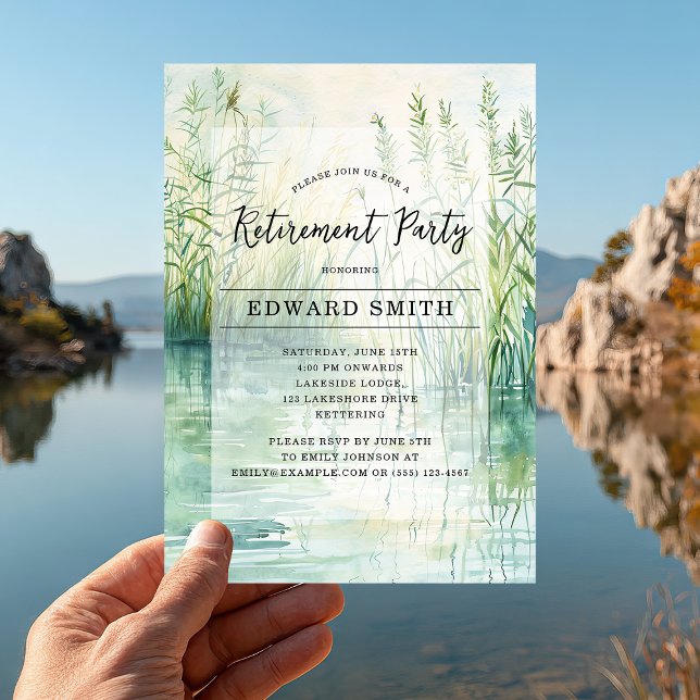 Party Einladung des Ruhestands (Reel in the fun 🎣 Celebrate retirement with this serene fishing-themed invitation.)