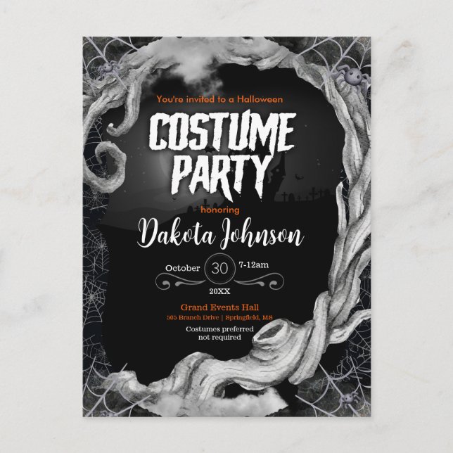 Party Einladung des Schwarzen Halloween-Kostüms (Vorderseite)