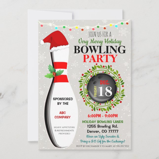 Party Einladung des WeihnachtsBowlings (Vorderseite)
