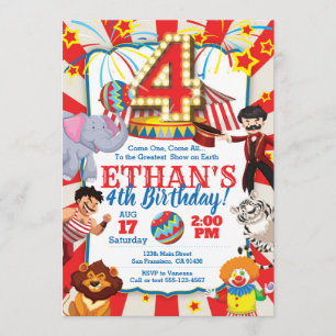 Party Einladung des Zirkus am 4. Geburtstag