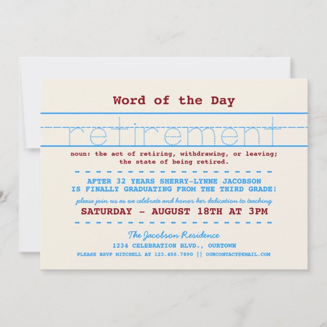 Party Einladung für das Rentenalter (Vorderseite)