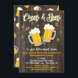 Party Einladung für das Ruhestand von Cheers und B<br><div class="desc">Phantastische Party Einladungen von Cheers and Bers Retirement auf einem rustikalen dunklen Holzputz Hintergrund. Großes Retro-angesagtes Ambiente. Benötigen Sie Hilfe beim Layout,  schicken Sie mir einfach eine E-Mail an tkatz@me.com Toll für jeden Meilenstein Geburtstag,  30.,  40.,  50.,  60.,  70.,  80. oder mehr! Wechsel zu einer von McBooboos gezeichneten Alters-Illustration</div>