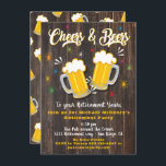 Party Einladung für das Ruhestand von Cheers und B<br><div class="desc">Phantastische Party Einladungen von Cheers and Bers Retirement auf einem rustikalen dunklen Holzputz Hintergrund. Großes Retro-angesagtes Ambiente. Benötigen Sie Hilfe beim Layout,  schicken Sie mir einfach eine E-Mail an tkatz@me.com Toll für jeden Meilenstein Geburtstag,  30.,  40.,  50.,  60.,  70.,  80. oder mehr! Wechsel zu einer von McBooboos gezeichneten Alters-Illustration</div>