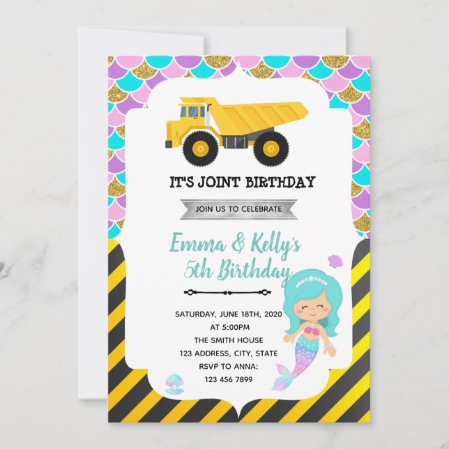 Party Einladung für den Mermaid-Bau (Vorderseite)