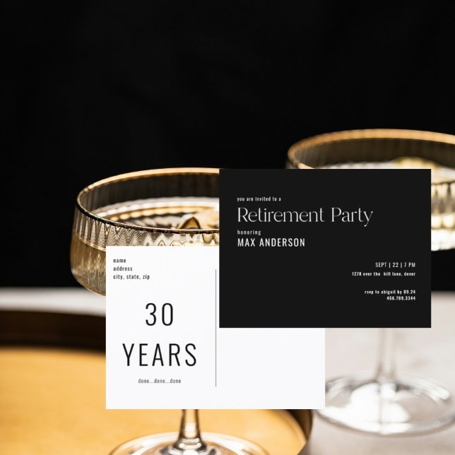 Party Einladung für einfache Schwarz-Weiß-Rente Postkarte (Von Creator hochgeladen)