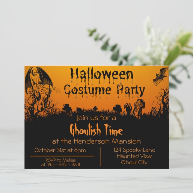 Party Einladung für Erwachsene Halloween-Kostüme (Stehend Vorderseite)