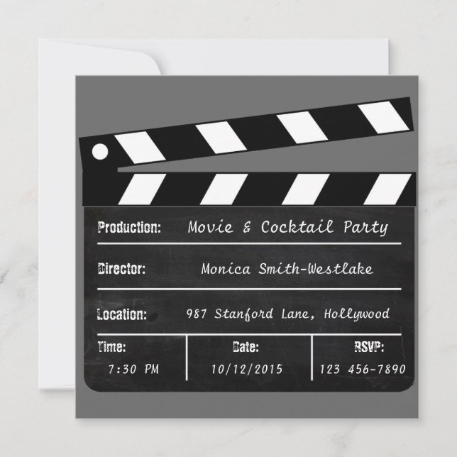 Party Einladung für Film und Cocktail (Vorderseite)