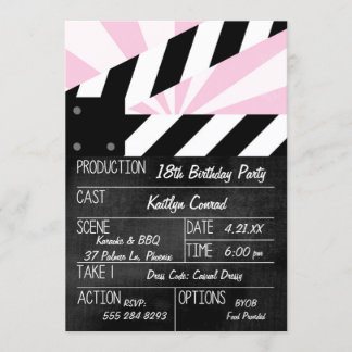 Party Einladung für Filmklapper-Aktion