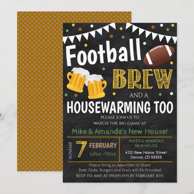 Party Einladung für Fußball und Bierbrauerei (Vorne/Hinten)