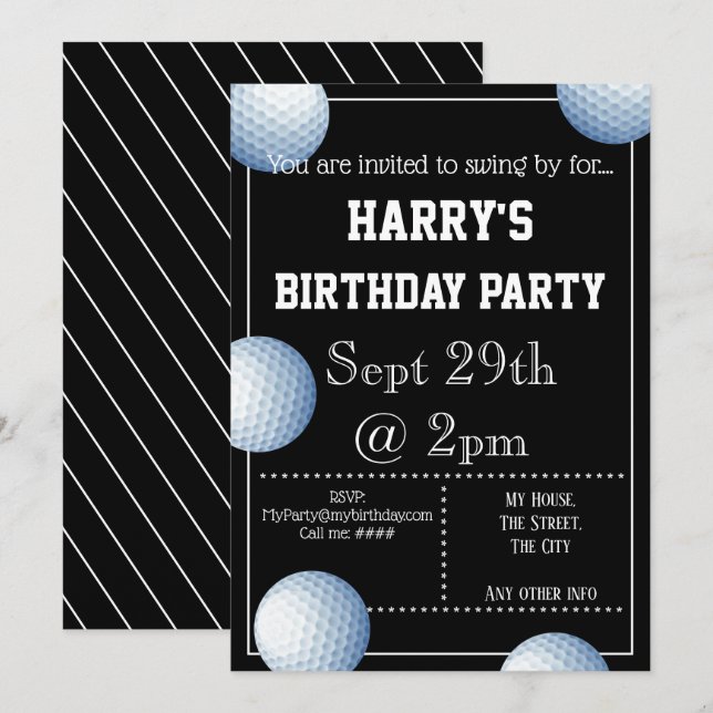 Party Einladung für Golfball (Vorne/Hinten)
