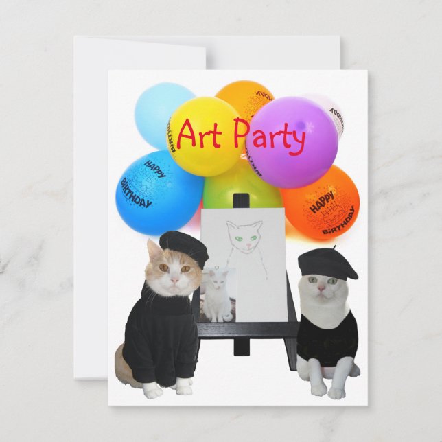 Party Einladung für individuelle Funny Cats (Vorderseite)