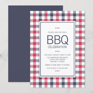 Party Einladung für Karierte GRILLEN in Preppy Red