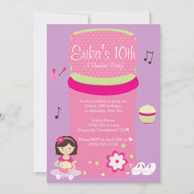 Party Einladung für Mädchen (Vorderseite)