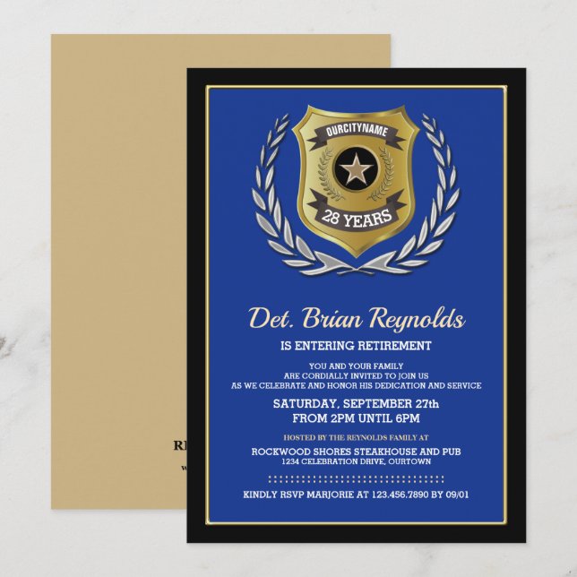 Party Einladung für Polizeibeamte (Vorne/Hinten)