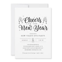 Party Einladung für Schwarzweiß-Silvester