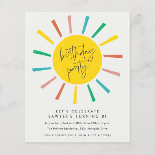 Party Einladung für Sun Script-Kindergeburtstag