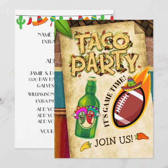 Party Einladung Fußball Taco (Vorne/Hinten)
