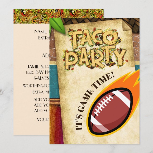 Party Einladung Fußball Taco (Vorne/Hinten)