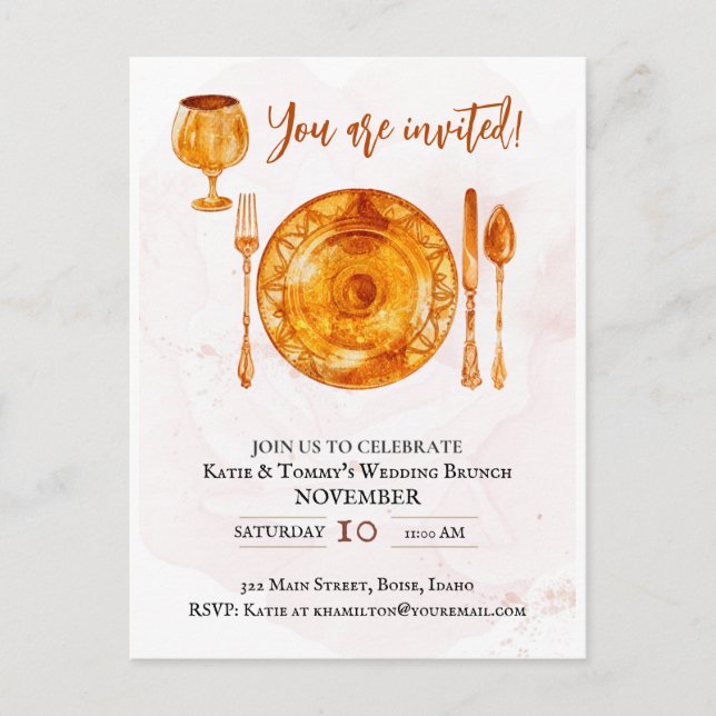 Party Einladung Gold Magic Geschirr Postkarte (Vorderseite)