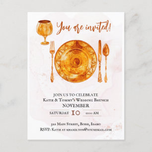 Party Einladung Gold Magic Geschirr Postkarte