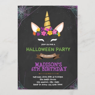 Party Einladung Halloween Einhorn