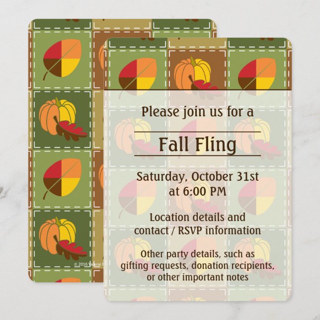 Party Einladung Herbst-Quilt (Vorne/Hinten)