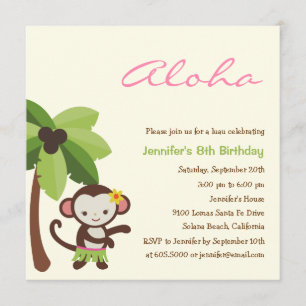 Party Einladung Hula Monkey Luau