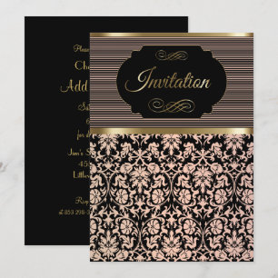 Party-Einladung in Rosa, Schwarz & Gold Einladung