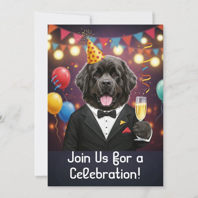Party Einladung-Karte mit neugrünem Hund Einladung (Vorderseite)