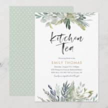 Party Einladung Kitchen Tee | Grünes Blattwerk