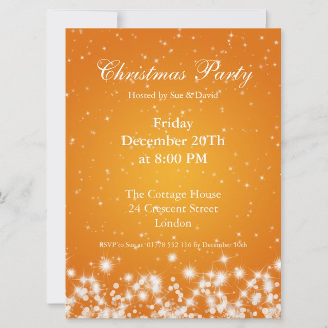 Party Einladung Mandarine Elegante Winter Sparkass (Vorderseite)