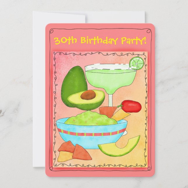 Party Einladung Margarita Guacamole (Vorderseite)