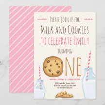 Party Einladung Milch und Cookies Mädchen Geburtst