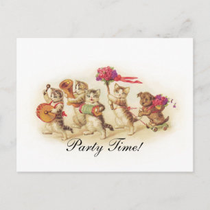 Party Einladung mit einer Kitten Parade