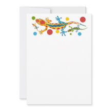 Party Einladung mit farbenfrohen Gecko-Design