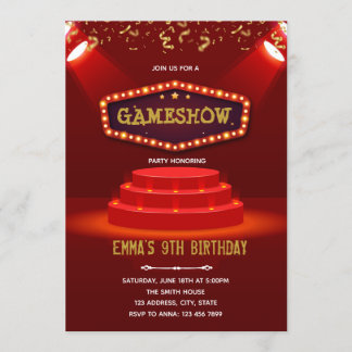 Party Einladung mit rotem Teppichboden