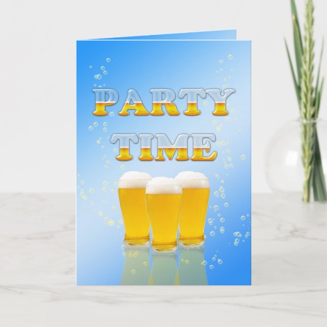 Party Einladung mit viel Bier (Vorderseite)