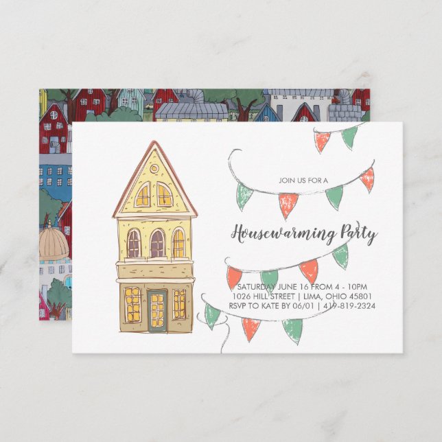 Party Einladung | Nachbarschaft (Vorne/Hinten)