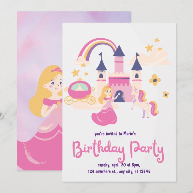 Party Einladung niedlicher Kindergeburtstag (Vorne/Hinten)