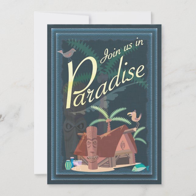 Party Einladung Paradies-blaue Hawaiis Margarita (Vorderseite)