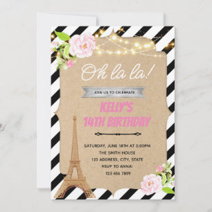 Party Einladung Paris im Frühjahr