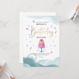 Party Einladung | Pink Cake Theme | Custo