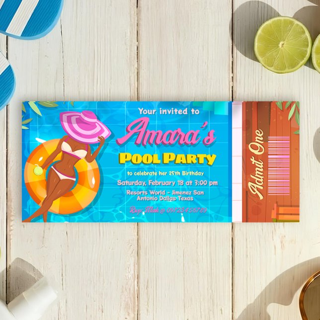 Party Einladung Pool (Pool Party Ticket Invitation)